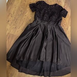 formal plum Size 20W dress sequined bodice w bra high-low taffeta Oleg Cassini